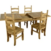 Corona Extending Dining Set(4 Chairs) Distressed Waxed Pine